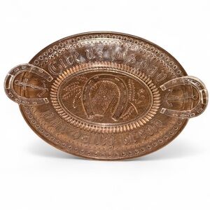 Antique Victorian EAPG Pressed Clear Glass Prayer Rug Oval Serving Bread Plate